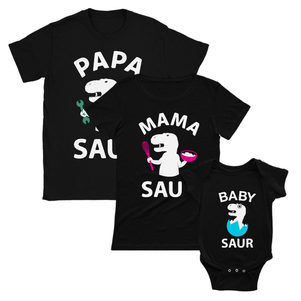 Papa Saur Mama Saur Bebe Saur Cadeaux Set Familiale Mam Noir L Dad Noir L Noir Home Greenturtle